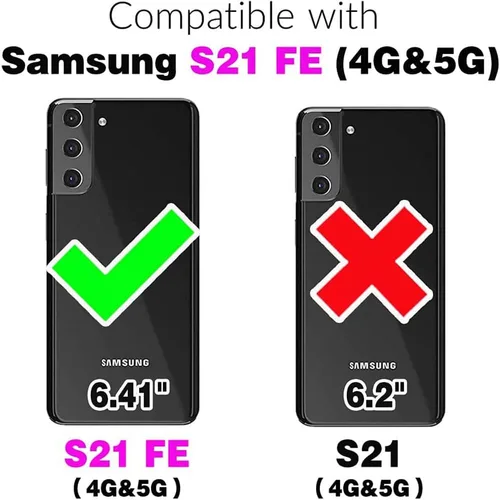 Vista 2 de Funda de teléfono para Samsung Galaxy S21 FE Gaxaly S 21 FE 5G con protector de pantalla de vidrio templado, tarjetero con soporte para tarjetero