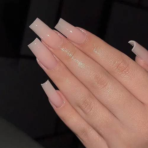 Vista 15 de Uñas postizas cuadradas largas con punta francesa SWEKKE amarilla, uñas postizas de cobertura completa con diseños, uñas postizas de color amarillo