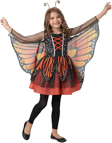 Vista 2 de Seasons Disfraz de mariposa de belleza, disfraz de Halloween naranja para niñas