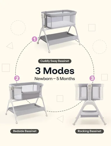 Vista 7 de HARPPA Cuddly Sway - Moisés mecedora 3 en 1 para bebé Guijarro