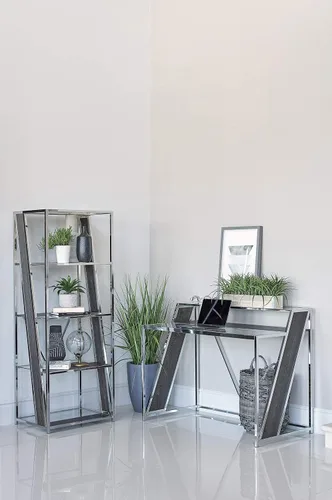 Vista 2 de Coaster Furniture Alamosa 805541 - Escritorio de cristal cromado y transparente