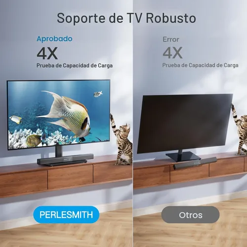 Vista 7 de PERLESMITH Patas giratorias universales para televisores LED LCD de 24 a 60 pulgadas, soporte de montaje de televisión ajustable en altura con base