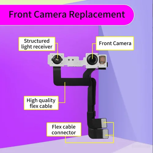 Vista 3 de Reemplazo de cámara frontal Risidamoy para iPhone 11 Pro Max 12MP Facing Lens Module Flex Cable with Structured Light Receiver Replace Transmitter