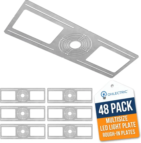 Vista 9 de OHLECTRIC Paquete de 48 – Placa de montaje de nueva construcción para Downlight LED de 4 pulgadas – Placa de luz LED empotrada de acero galvanizado
