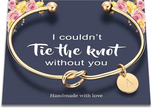 Vista 2 de Ursteel - Pulsera de diseño de nudo y abalorio de inical para dama de honor o para regalar