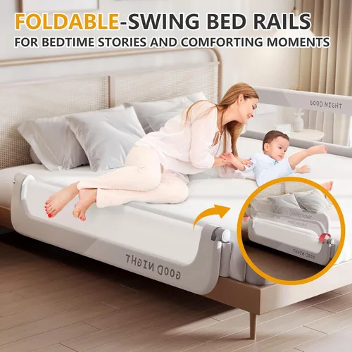 Vista 4 de Rieles plegables para cama infantil, parachoques de protección para cuna, riel lateral de cama seguro para camas individuales, queen, king