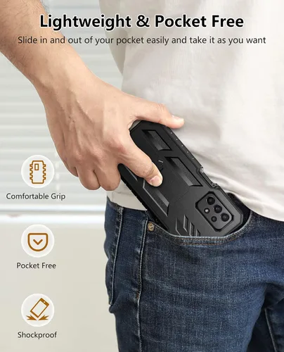 Vista 8 de FNTCASE - Funda para Samsung Galaxy A23 5G con protector de pantalla integrado Rugged Kickstand, 20FT Military-Grade Drop Protection, Matte