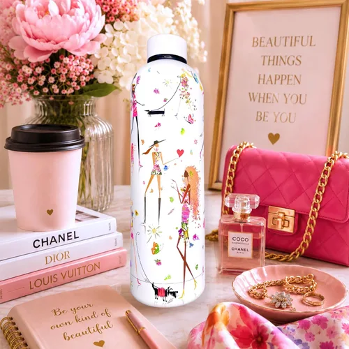 Vista 7 de Fun Chic - Botella de agua motivacional de 24 onzas para mujer, acero inoxidable, citas inspiradoras, regalo femenino, bebida eléctrica para niña
