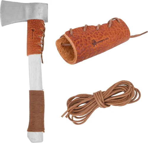 Vista 11 de Protector de cuello de hacha de cuero, cubiertas para mango de hacha para púas de jardinería o protector de hachas de campamento