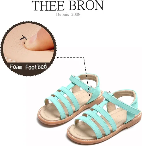 Vista 204 de THEE BRON Sandalias cómodas para niñas, zapatos para niños, sandalias rellenas