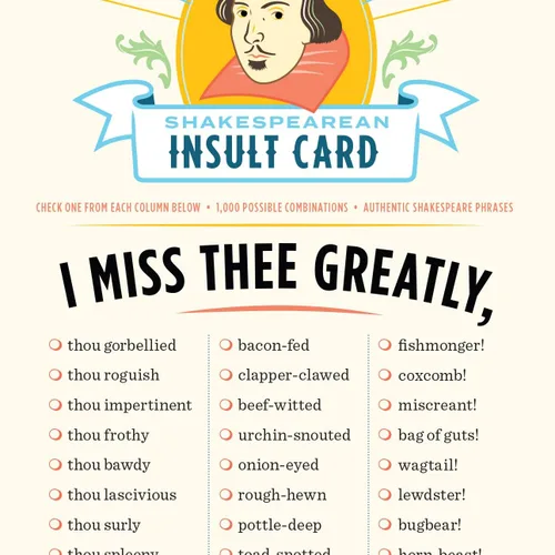 Vista 4 de Curious Charts Commission Shakespeare Insults Cards Parent (Miss You Card Set)