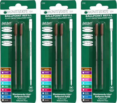 Vista 23 de Monteverde Recambios de bolígrafo suave USA para adaptarse a bolígrafos cruzados, punta media, tinta negra, paquete de 6 – Solución de escritura