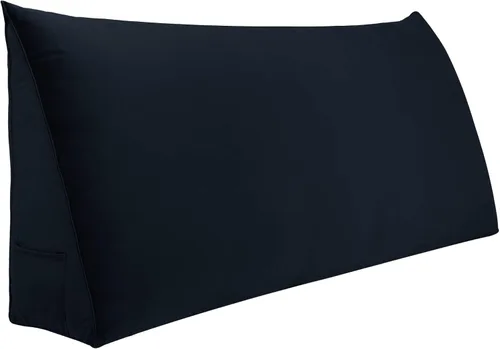 Vista 9 de VERCART Almohada grande de cuña para cama de lectura, cabecera tapizada triangular, respaldo para sentarse en la cama con funda extraíble de Azul