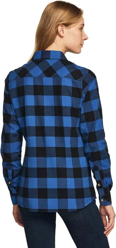 Vista 5 de CQR - Camisa de franela a cuadros para mujer, de manga larga, casual, de algodón suave cepillado y con botones