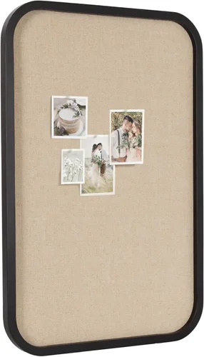 Vista 8 de Kate and Laurel Hutton Transitional Pinboard, 20 x 30, Rustic Brown, Radius Rectangle Wall Organizer with Fabric Pinning Surface Marrón rústico