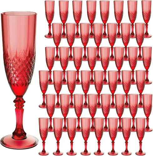 Vista 20 de Copas de champán de plástico, copas de champán a granel, copas de vino acrílicas reutilizables irrompibles para bodas, despedidas de soltero, Ámbar