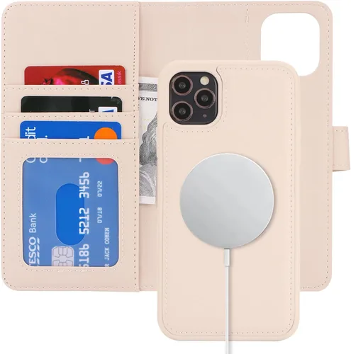 Vista 9 de Havaya Magsafe - Funda para iPhone 11 Pro Max, compatible con 2 en 1, desmontable con tarjetero de piel sintética, ranuras para tarjetas de crédito