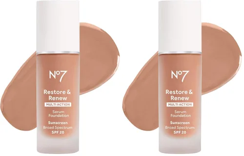 Vista 11 de No7 Restore & Renew Base de Suero de Acción Múltiple - Porcelana - Base Líquida de Maquillaje con Vitamina C, Vitamina E y Colágeno para el Rostro