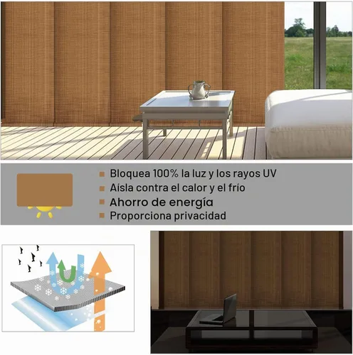 Vista 2 de LETAU - Persianas sin cordones con riel, paneles deslizantes, 100% opacas, hechas a medida, persianas verticales para puertas corredizas, ventanas