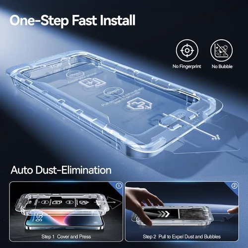 Vista 2 de SMARTDEVIL Paquete de 2 protectores de pantalla para iPhone 12 Mini, vidrio templado, película transparente HD, fácil instalación, sin polvo y sin