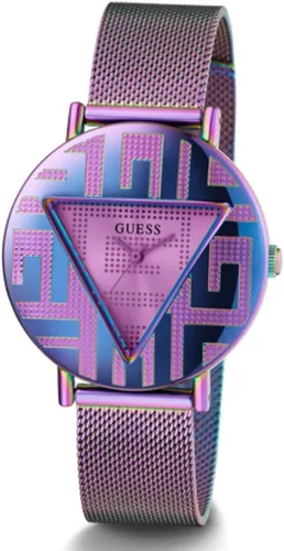 Vista 5 de GUESS Reloj para mujer de 1417in correa iridiscente con esfera púrpura Iridiscente
