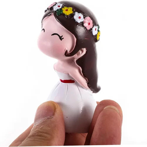 Vista 3 de Homoyoyo Magdalena 1 par de figuras miniatura para parejas, muñecas de pareja de besos, mini resina para niños y niñas, muñecas de boda