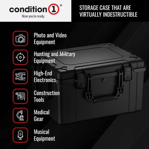 Vista 4 de Condition 1 Estuche rígido protector impermeable resistente grande de 25 pulgadas, Modelo 024, Caja de almacenamiento portátil con espuma