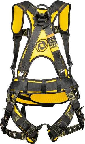Vista 3 de Guardian 21029 Cyclone - Arnés de construcción con almohadilla para la cintura Anillos laterales en D Cumple con OSHA y ANSI Negro/Amarillo
