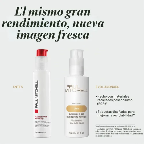 Vista 2 de Paul Mitchell Round Trip Curl Defining Serum, reduce el tiempo de secado para un peinado más rápido, para cabello ondulado + rizado, 6.8 onzas