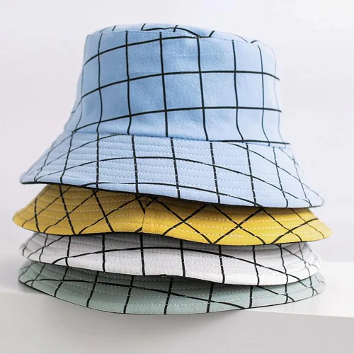 Vista 8 de Sombreros reversibles a cuadros para hombres y mujeres, para exteriores, primavera, verano, pesca, pescador, gorra de sol plegable