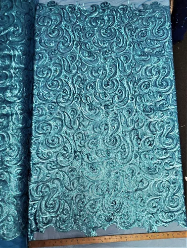 Vista 7 de The Spiral Sequin - Tela de lentejuelas rizadas de 3 pies y 1 yardas, sobre malla de polietileno, por el patio, tela de lentejuelas, mantel, lino