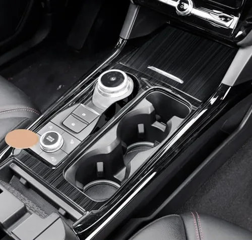 Vista 4 de Accesorios de automóvil para Ford Explorer 2020 2021 2022 2023 Caja de cambios interior de acero inoxidable (estilo negro cepillado) 1 unidad