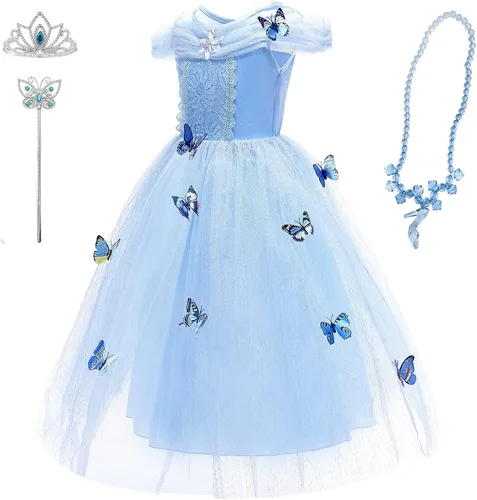 Vista 7 de Familycrazy Princess Dresses for Girls Cinderella Costume Toddler Halloween Christmas Cosplay Butterfly Fairy Fancy Dress