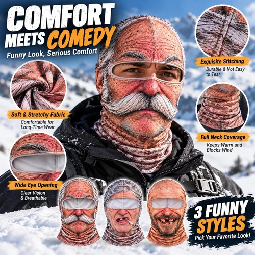 Vista 3 de Realistic Funny Ski Mask for Men Women, Old Man Frosty Face Ski Mask #A3
