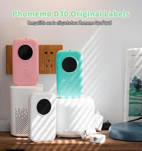 Vista 3 de Etiquetas D30, 3 rollos de etiquetas Phomemo (0.47 x 1.57 pulgadas), calcomanías térmicas autoadhesivas para D30, para nombre, suministros Blanco