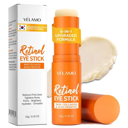 Vista 11 de VELAMO ADVANCED Retinol Eye Stick: bálsamo renovador y reafirmante debajo de los ojos para ojeras, hinchazón, líneas finas y arrugas, esenciales
