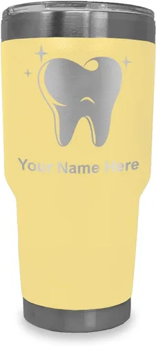 Vista 8 de LaserGram Vaso aislado al vacío de 20 onzas, con diente, grabado personalizado incluido (negro)
