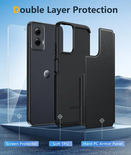 Vista 3 de FNTCASE Funda para Motorola Moto G-Power-5G-2024: funda protectora de doble capa resistente para teléfono celular a prueba de golpes con parte