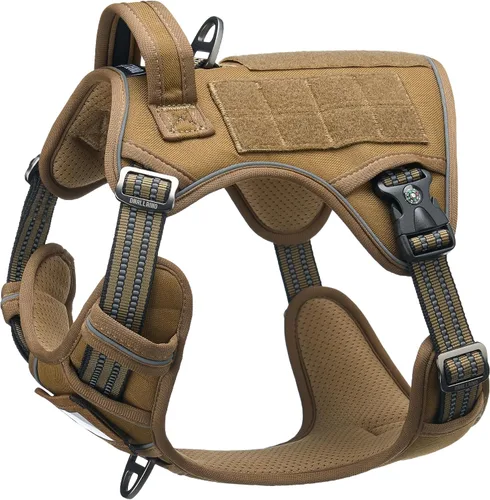Vista 9 de Arnés táctico para perros medianos y grandes, control ajustable sin tirones con asa, chaleco reflectante resistente, talla XL Verde militar