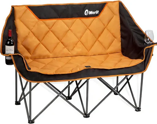 Vista 12 de EMERIT Paquete de 2 sillas de campamento acolchadas de gran tamaño, resistente capacidad de 450 libras, silla cuádruple plegable al aire libre
