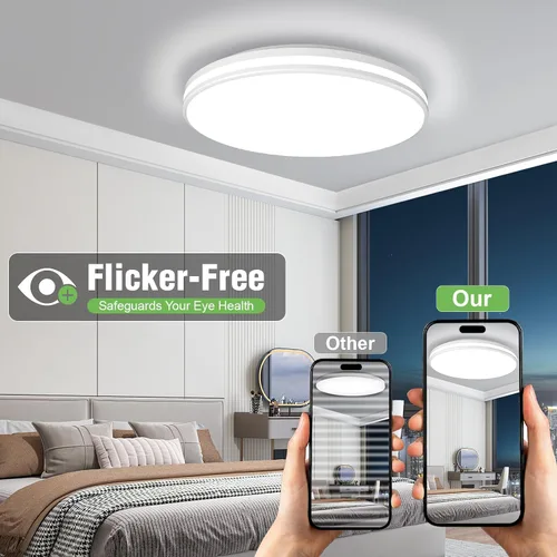 Vista 6 de Airand - Lámpara de techo de 10.2 pulgadas, montaje empotrado, luz de techo LED de 20 W, luz blanca diurna, 5000 K, redonda, impermeable