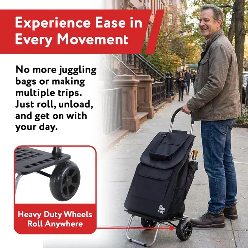 Vista 6 de dbest products - Carrito plegable de compras Trolley Dolly, Negro
