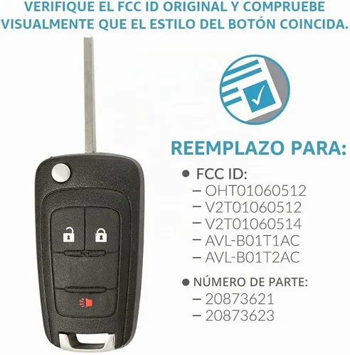 Vista 4 de Keyless2Go Repuesto para Mando a Distancia sin Llave, Llavero de Auto de 3 Botones Flip para OHT01060512