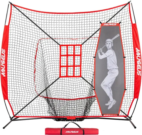 Vista 15 de 7'X7' Baseball Softball Practice Net,Pitching Net,Batting Net,with Baseball Tee,Bonus Strike Zone and Bow Frame,for Hitting,Pitching, Catching