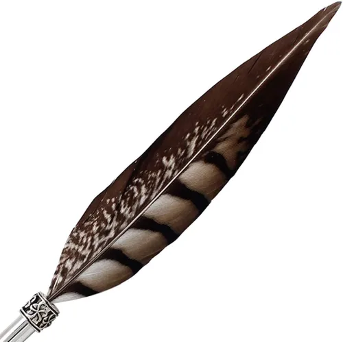 Vista 4 de Gullor Pluma de pluma vintage, pluma de inmersión de plumas naturales con caja de regalo, negro y marrón