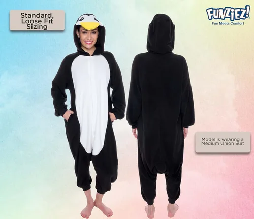 Vista 3 de Adult Onesie Halloween Costume - Animal and Sea Creature - Plush One Piece Cosplay Suit for Adults, Women and Men FUNZIEZ!