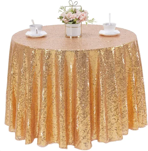 Vista 10 de Mantel de lentejuelas color azul bebé de 50" Cubierta de mesa con purpurina redonda color azul claro de lentejuelas metálicas Sobremanteles de mesa