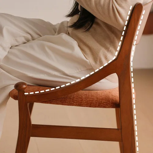Vista 7 de Sillas de comedor de madera para el hogar, dormitorio, respaldo curvado, cojín de asiento de tela tapizada, cocina moderna