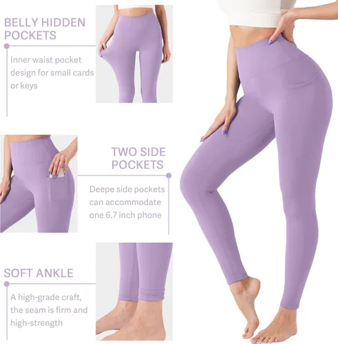 Vista 3 de ALWAYSONE Yoga Leggings for Women High Waisted Tummy Control Yoga Pants Workout Leggings with Pockets Athletic Sports Gym