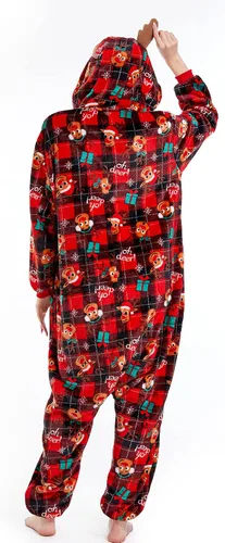 Vista 5 de DELEY Adults Unisex Onesie Halloween Costumes Animal Cosplay Pajamas Warm Sleepwear Homewear